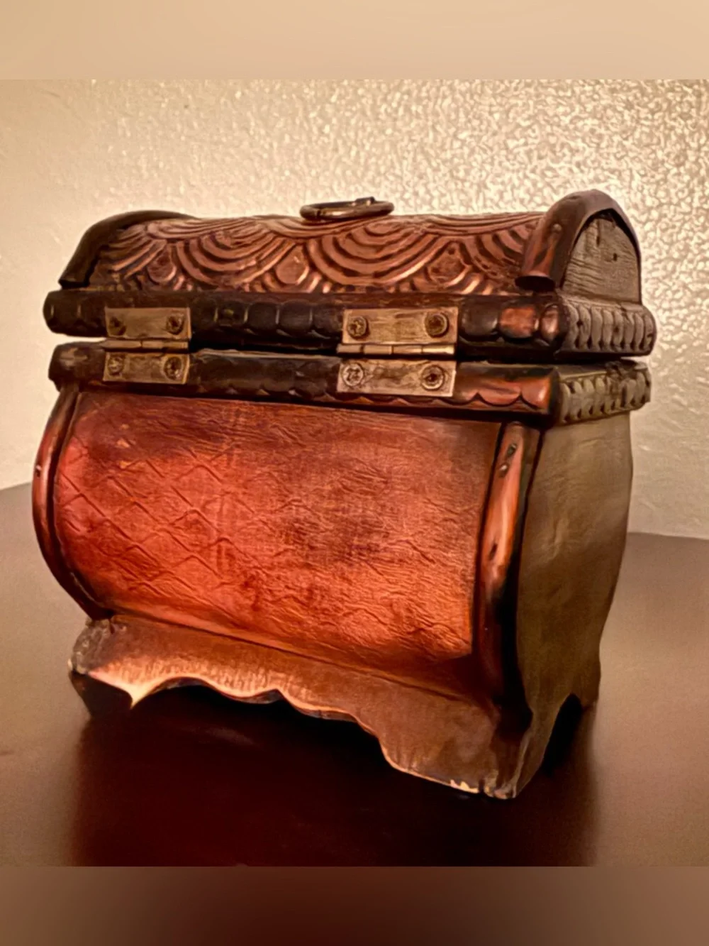 Vintage Style Embossed Treasure Chest Trinket Box | Rustic Decor Storage